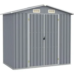 Best haveskur 205x129x183 cm galvaniseret stål grå - Skure & Redskabsskure Skure, Garager & Carports