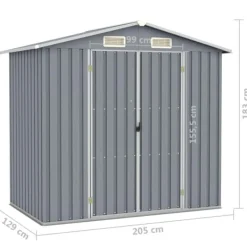 Best haveskur 205x129x183 cm galvaniseret stål grå - Skure & Redskabsskure Skure, Garager & Carports