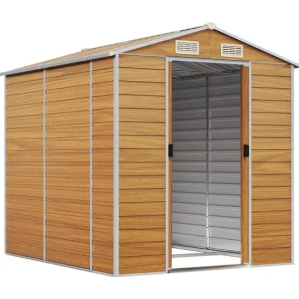 vidaXL Skure, Garager & Carports^haveskur 191x215x198 cm galvaniseret stål lysebrun - Skure & Redskabsskure