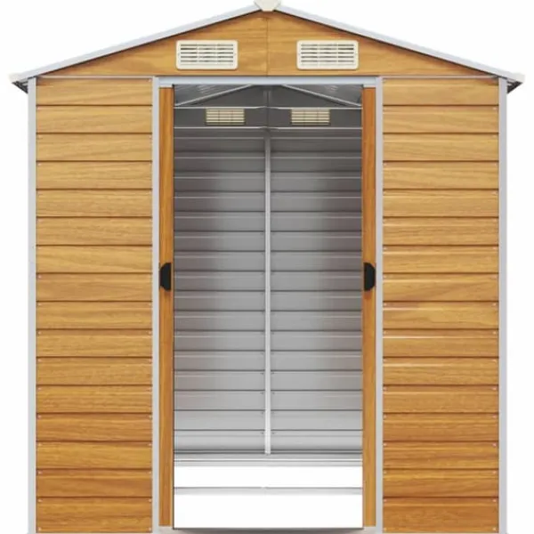 vidaXL Skure, Garager & Carports^haveskur 191x215x198 cm galvaniseret stål lysebrun - Skure & Redskabsskure