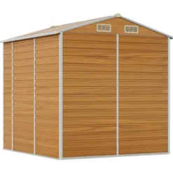vidaXL Skure, Garager & Carports^haveskur 191x215x198 cm galvaniseret stål lysebrun - Skure & Redskabsskure