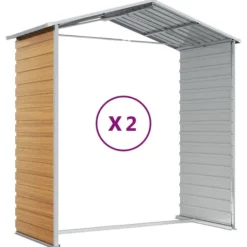 vidaXL Skure, Garager & Carports^haveskur 191x215x198 cm galvaniseret stål lysebrun - Skure & Redskabsskure