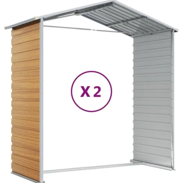 vidaXL Skure, Garager & Carports^haveskur 191x215x198 cm galvaniseret stål lysebrun - Skure & Redskabsskure