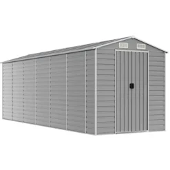 haveskur 191x555x198 cm galvaniseret stål lysegrå - Skure & Redskabsskure Skure, Garager & Carports