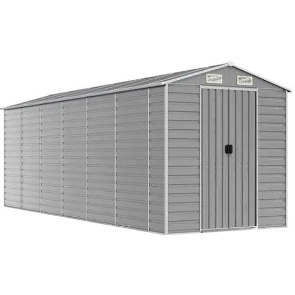 haveskur 191x555x198 cm galvaniseret stål lysegrå - Skure & Redskabsskure Skure, Garager & Carports