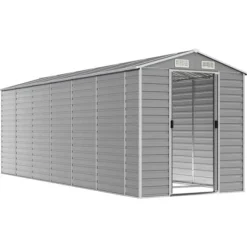 haveskur 191x555x198 cm galvaniseret stål lysegrå - Skure & Redskabsskure Skure, Garager & Carports