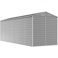 haveskur 191x555x198 cm galvaniseret stål lysegrå - Skure & Redskabsskure Skure, Garager & Carports