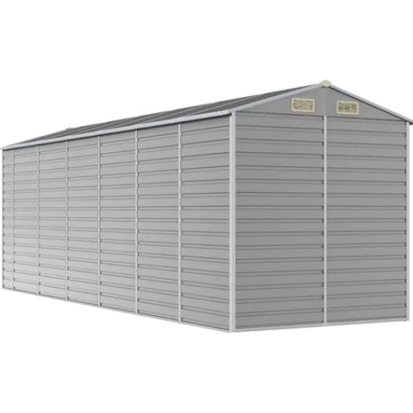 haveskur 191x555x198 cm galvaniseret stål lysegrå - Skure & Redskabsskure Skure, Garager & Carports