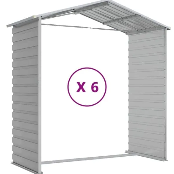 haveskur 191x555x198 cm galvaniseret stål lysegrå - Skure & Redskabsskure Skure, Garager & Carports