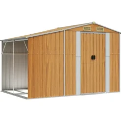 Hot haveskur 277x192,5x179 cm galvaniseret stål lysebrun - Skure & Redskabsskure Skure, Garager & Carports