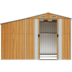 Hot haveskur 277x192,5x179 cm galvaniseret stål lysebrun - Skure & Redskabsskure Skure, Garager & Carports