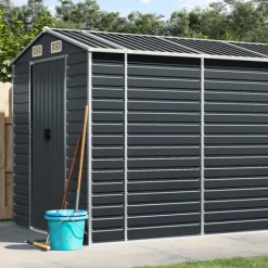 vidaXL Skure, Garager & Carports^haveskur 191x555x198 cm galvaniseret stål antracitgrå - Skure & Redskabsskure