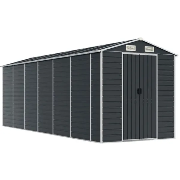 vidaXL Skure, Garager & Carports^haveskur 191x555x198 cm galvaniseret stål antracitgrå - Skure & Redskabsskure