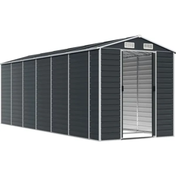 vidaXL Skure, Garager & Carports^haveskur 191x555x198 cm galvaniseret stål antracitgrå - Skure & Redskabsskure