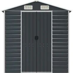 vidaXL Skure, Garager & Carports^haveskur 191x555x198 cm galvaniseret stål antracitgrå - Skure & Redskabsskure