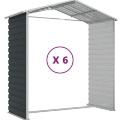 vidaXL Skure, Garager & Carports^haveskur 191x555x198 cm galvaniseret stål antracitgrå - Skure & Redskabsskure