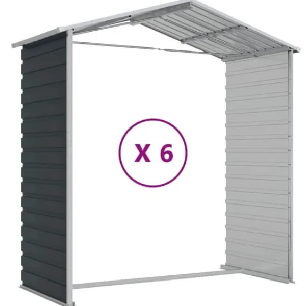 vidaXL Skure, Garager & Carports^haveskur 191x555x198 cm galvaniseret stål antracitgrå - Skure & Redskabsskure