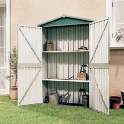Online haveskur 116x45x175 cm galvaniseret stål grøn - Skure & Redskabsskure Skure, Garager & Carports