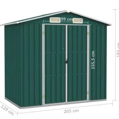 New haveskur 205x129x183 cm galvaniseret stål grøn - Skure & Redskabsskure Skure, Garager & Carports