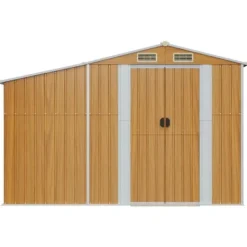 Best haveskur 277x93x179 cm galvaniseret stål brun - Skure & Redskabsskure Skure, Garager & Carports