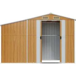 Best haveskur 277x93x179 cm galvaniseret stål brun - Skure & Redskabsskure Skure, Garager & Carports