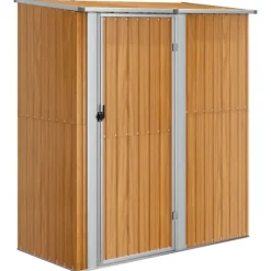 vidaXL Skure, Garager & Carports^haveskur 180,5x97x209,5 cm galvaniseret stål trælook - Skure & Redskabsskure