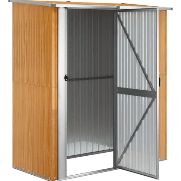 vidaXL Skure, Garager & Carports^haveskur 180,5x97x209,5 cm galvaniseret stål trælook - Skure & Redskabsskure