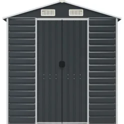 Discount haveskur 191x470x198 cm galvaniseret stål antracitgrå - Skure & Redskabsskure Skure, Garager & Carports