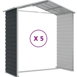 Discount haveskur 191x470x198 cm galvaniseret stål antracitgrå - Skure & Redskabsskure Skure, Garager & Carports