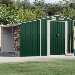vidaXL Skure, Garager & Carports^haveskur 277x279x179 cm galvaniseret stål grøn - Skure & Redskabsskure