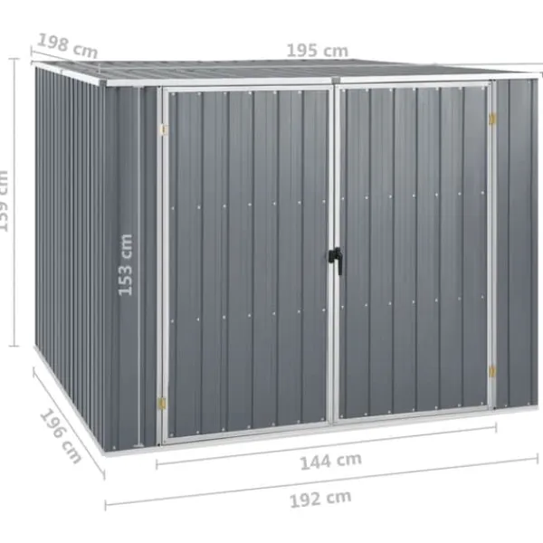 Best haveskur 195x198x159 cm galvaniseret stål grå - Skure & Redskabsskure Skure, Garager & Carports