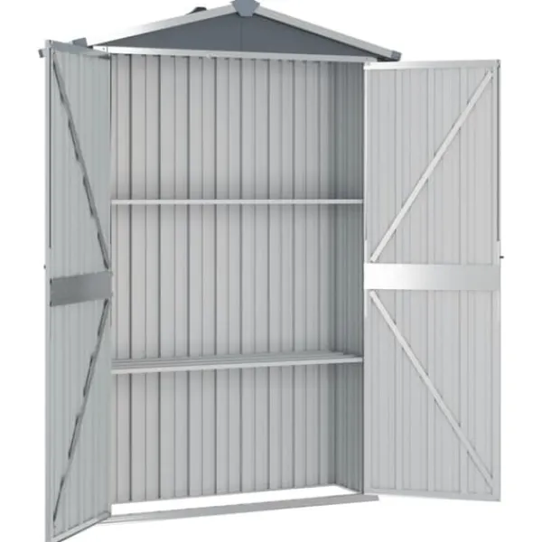 vidaXL Skure, Garager & Carports^haveskur 116x45x175 cm galvaniseret stål grå - Skure & Redskabsskure