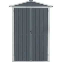 vidaXL Skure, Garager & Carports^haveskur 116x45x175 cm galvaniseret stål grå - Skure & Redskabsskure