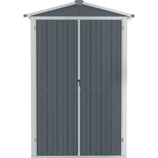 vidaXL Skure, Garager & Carports^haveskur 116x45x175 cm galvaniseret stål grå - Skure & Redskabsskure