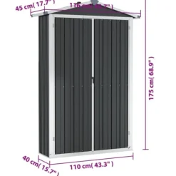 Online haveskur 116x45x175 cm galvaniseret stål antracitgrå - Skure & Redskabsskure Skure, Garager & Carports