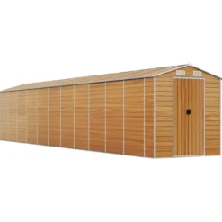 vidaXL Skure, Garager & Carports^haveskur 191x980x198 cm galvaniseret stål lysebrun - Skure & Redskabsskure