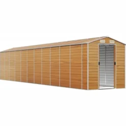 vidaXL Skure, Garager & Carports^haveskur 191x980x198 cm galvaniseret stål lysebrun - Skure & Redskabsskure
