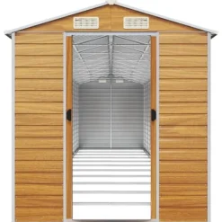 vidaXL Skure, Garager & Carports^haveskur 191x980x198 cm galvaniseret stål lysebrun - Skure & Redskabsskure