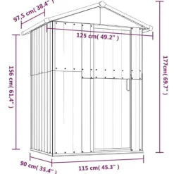 Outlet haveskur 126x97,5x177 cm galvaniseret stål antracitgrå - Skure & Redskabsskure Skure, Garager & Carports