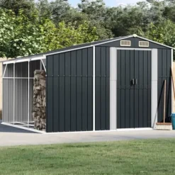 vidaXL Skure, Garager & Carports^haveskur 277x279x179 cm galvaniseret stål antracitgrå - Skure & Redskabsskure