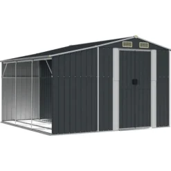 vidaXL Skure, Garager & Carports^haveskur 277x279x179 cm galvaniseret stål antracitgrå - Skure & Redskabsskure