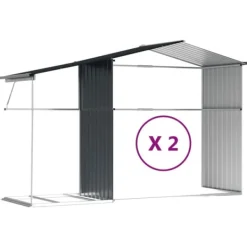 vidaXL Skure, Garager & Carports^haveskur 277x279x179 cm galvaniseret stål antracitgrå - Skure & Redskabsskure