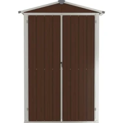 Outlet haveskur 116x45x175 cm galvaniseret stål brun - Skure & Redskabsskure Skure, Garager & Carports