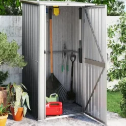 Hot haveskur 118,5x97x209,5 galvaniseret stål grå - Skure & Redskabsskure Skure, Garager & Carports