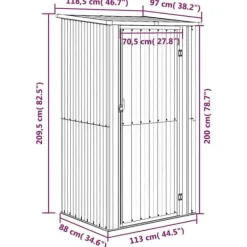 Hot haveskur 118,5x97x209,5 galvaniseret stål grå - Skure & Redskabsskure Skure, Garager & Carports