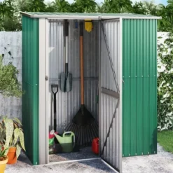 vidaXL Skure, Garager & Carports^haveskur 180,5x97x209,5 galvaniseret stål grøn - Skure & Redskabsskure