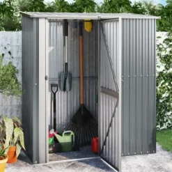 vidaXL Skure, Garager & Carports^haveskur 180,5x97x209,5 galvaniseret stål grå - Skure & Redskabsskure