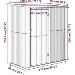 vidaXL Skure, Garager & Carports^haveskur 180,5x97x209,5 galvaniseret stål grå - Skure & Redskabsskure