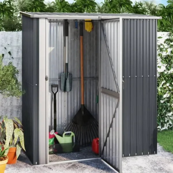 vidaXL Skure, Garager & Carports^haveskur 180,5x97x209,5 galvaniseret stål antracitgrå - Skure & Redskabsskure