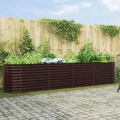 vidaXL Plantningsbænke^Højbed Brun 400 x 80 x 81 cm Stål